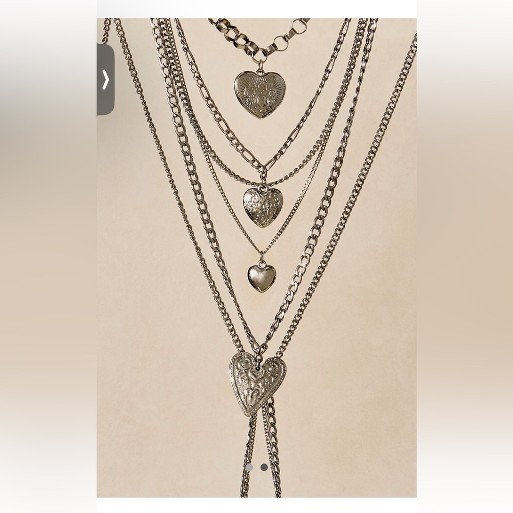 Free People layered heart pendant necklaces in brown and gold - Picture 3 of 4